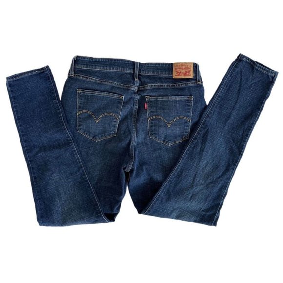 Levis Womens 721 Jeans 33 Dark Blue Wash High Rise Skinny Cotton Blend Stretch - Picture 4 of 10